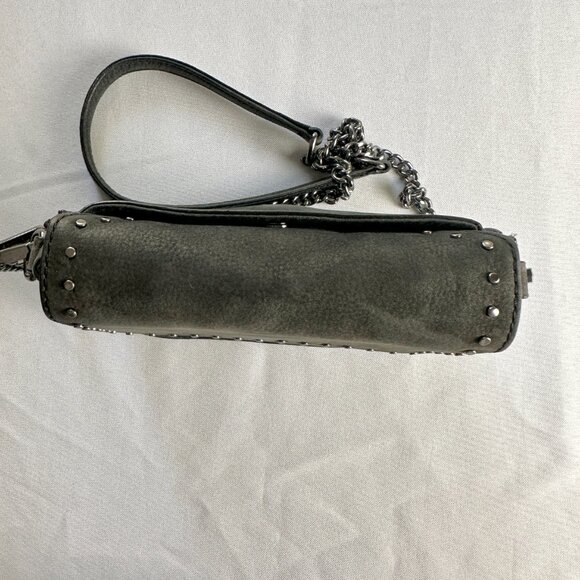 Rebecca Minkoff Purse Small Charcoal Suede Studded Chain Crossbody‎ Soft Velvety - Picture 3 of 16
